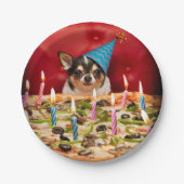 Chihuahua Birthday Pizza Pizza Pappteller (Vorderseite)
