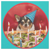 Chihuahua Birthday Pizza Pizza Stoff (Nahaufnahme)