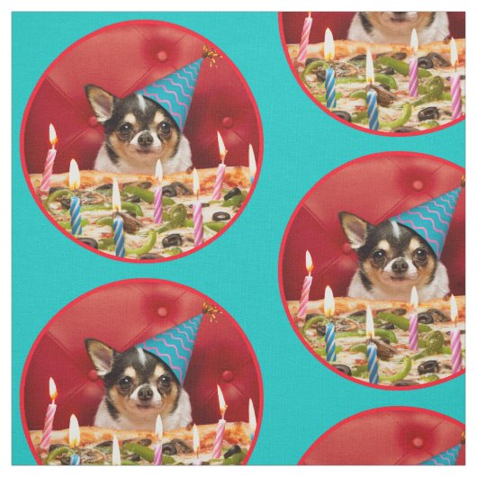Chihuahua Birthday Pizza Pizza Stoff (Muster)