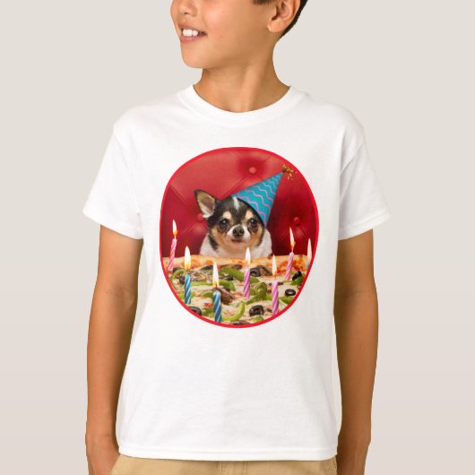 Chihuahua Birthday Pizza Pizza T-Shirt (Vorderseite)