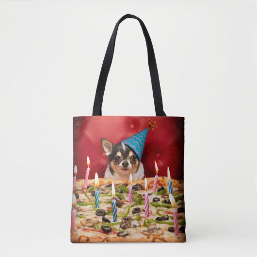Chihuahua Birthday Pizza Pizza Tasche (Vorderseite)