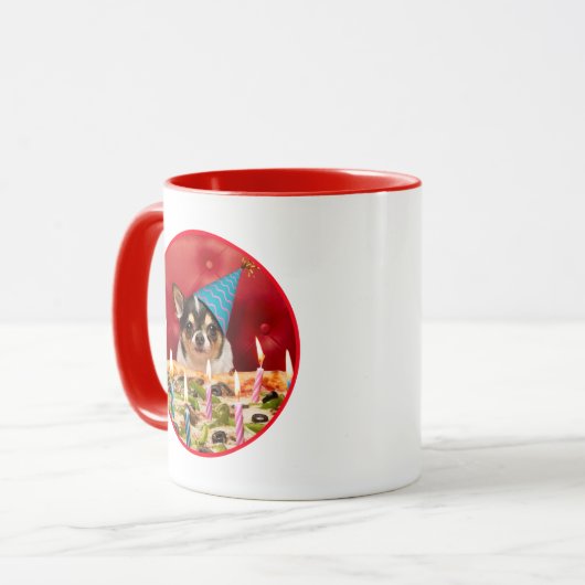 Chihuahua Birthday Pizza Pizza Tasse (Vorderseite Links)