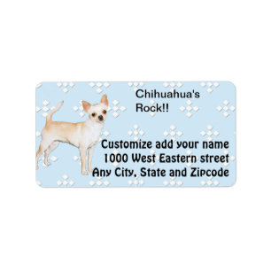 Chihuahua ~ Blau mit weißem Diamant-Entwurf Adressaufkleber