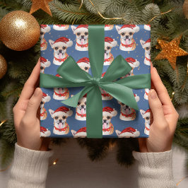 Chihuahua Blue Christmas Watercolor Dog Breeds Geschenkpapier