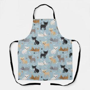 Chihuahua Bones and Paws Blue Apron Schürze