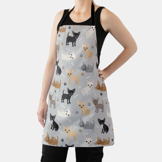 Chihuahua Bones and Paws Gray Apron Schürze (InSitu)