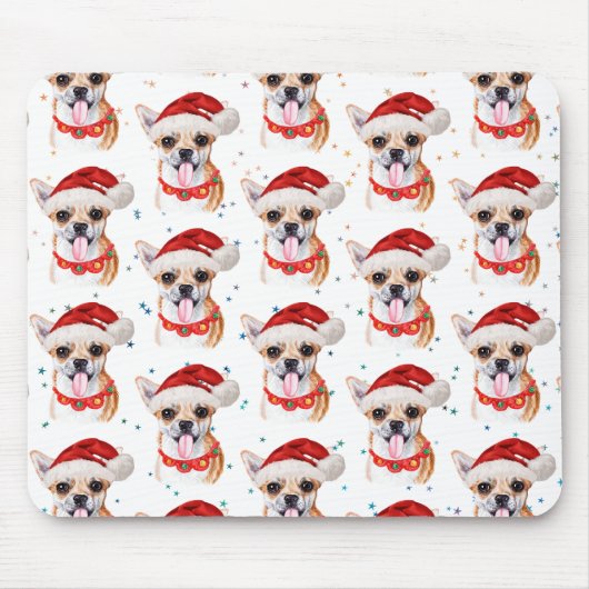 Chihuahua Breed Watercolor Dog Muster Weihnachten Mousepad (Vorne)