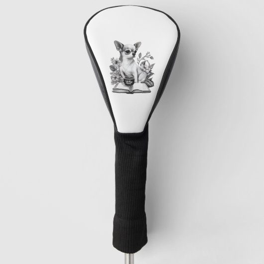 Chihuahua Buch Kaffee Tee Lesen Golf Headcover (Vorderseite)
