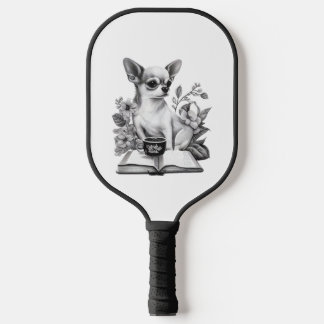 Chihuahua Buch Kaffee Tee Lesen Pickleball Schläger