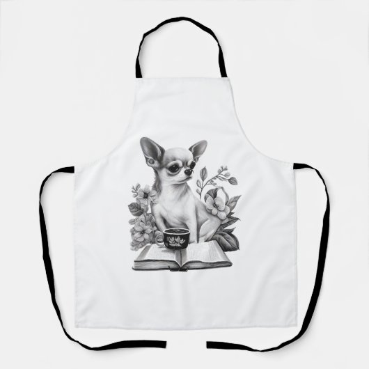 Chihuahua Buch Kaffee Tee Lesen Schürze (Vorderseite)