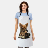 Chihuahua Buch Kaffee Tee Lesen Schürze (Getragen)