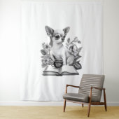 Chihuahua Buch Kaffee Tee Lesen Wandteppich (Beispiel)