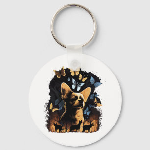 Chihuahua Butterfly Niedlich Hund Natur Frauen Schlüsselanhänger