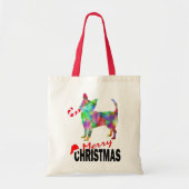 Chihuahua & Candy Cane Merry Christmas Tote Bag Tragetasche (Vorne)