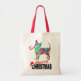 Chihuahua & Candy Cane Merry Christmas Tote Bag Tragetasche