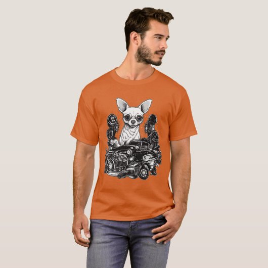 Chihuahua Car Mechanic Automotive Vehicle Dog retr T-Shirt (Vorne ganz)