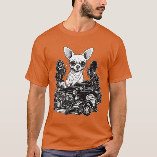 Chihuahua Car Mechanic Automotive Vehicle Dog retr T-Shirt (Vorderseite)