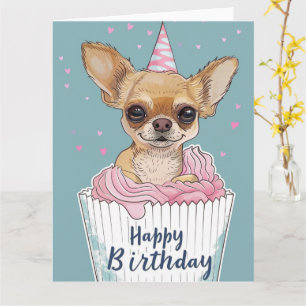 Chihuahua Cartoon Anime Cupcake Paws Karte