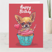 Chihuahua Cartoon Anime Cupcake Paws Karte (Vorderseite)