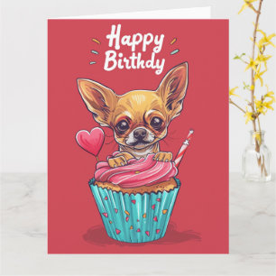 Chihuahua Cartoon Anime Cupcake Pfoten Karte