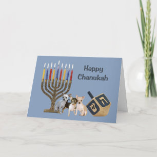 Chihuahua Chanukah Karte Menorah Dreidel3