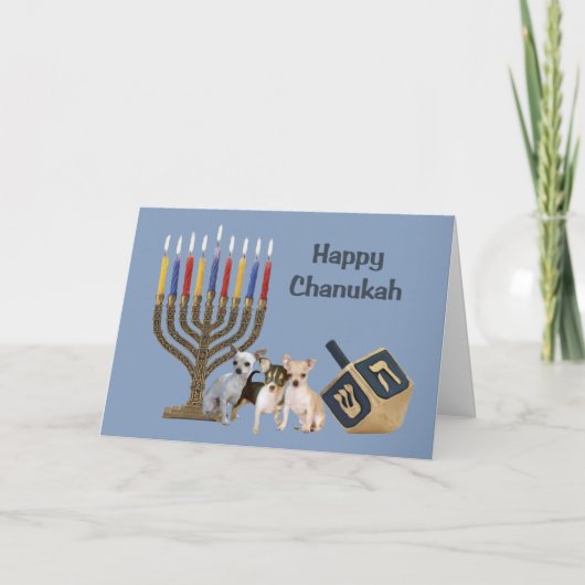 Chihuahua Chanukah Karte Menorah Dreidel3 (Vorderseite)