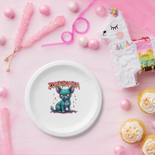 Chihuahua Chi Chichi Chiwawa Zombie Dog Halloween Pappteller (Party)