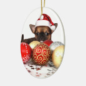 Chihuahua christma Verzierung Keramik Ornament (Links)