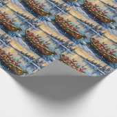 Chihuahua Christmas Boat Holiday Geschenkpapier (Ecke)