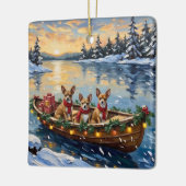 Chihuahua Christmas Boat Holiday Keramikornament (Links)