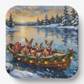 Chihuahua Christmas Boat Holiday Pappteller (Vorderseite)