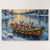 Chihuahua Christmas Boat Holiday Puzzle (Horizontal)