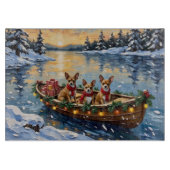 Chihuahua Christmas Boat Holiday Schneidebrett (Vorderseite)