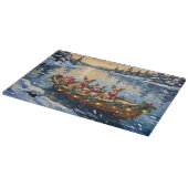 Chihuahua Christmas Boat Holiday Schneidebrett (Ecke)