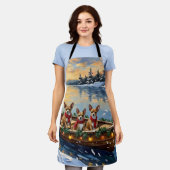 Chihuahua Christmas Boat Holiday Schürze (Getragen)