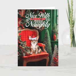 Chihuahua Christmas Dog Naughty oder Nice Feiertagskarte