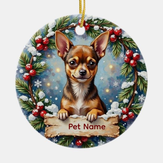 Chihuahua Christmas Keramik Ornament (Vorne)