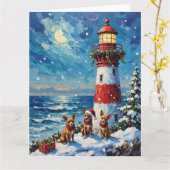 Chihuahua Christmas Lighthouse Holiday Karte (Gelbe Blume)