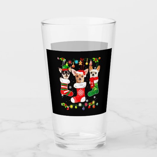 Chihuahua Christmas Lights Glas (Vorderseite)