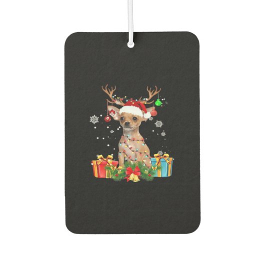 Chihuahua Christmas Lights Santa Oversized T-Shirt Autolufterfrischer (Vorderseite)