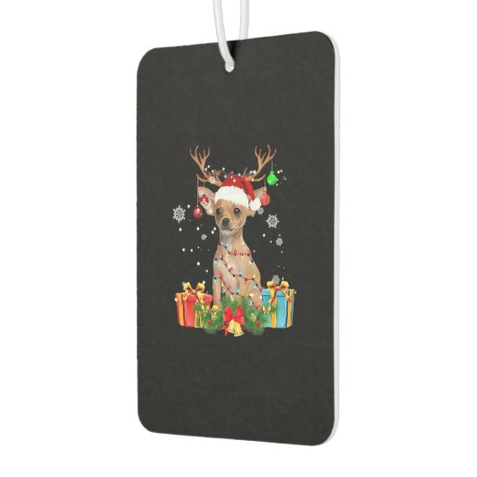 Chihuahua Christmas Lights Santa Oversized T-Shirt Autolufterfrischer (Links)