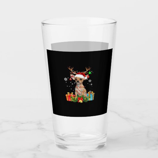 Chihuahua Christmas Lights Santa Oversized T-Shirt Glas (Vorderseite)