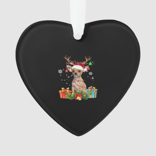 Chihuahua Christmas Lights Santa Oversized T-Shirt Ornament (Vorderseite)