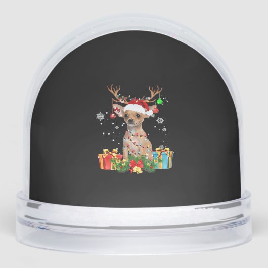 Chihuahua Christmas Lights Santa Oversized T-Shirt Schneekugeln (Vorderseite)