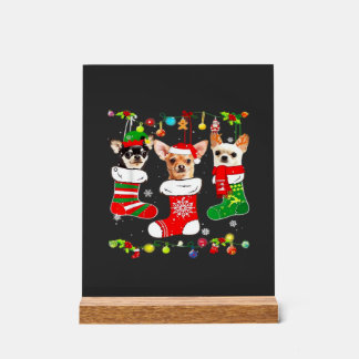 Chihuahua Christmas Lights Xmas Dog Classic T-Shir Acrylschild