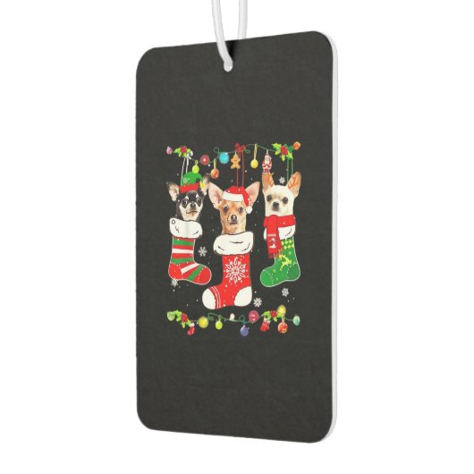 Chihuahua Christmas Lights Xmas Dog Classic T-Shir Autolufterfrischer (Links)