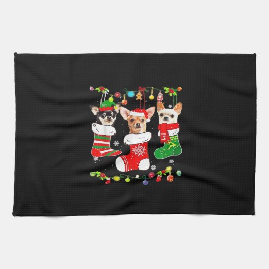 Chihuahua Christmas Lights Xmas Dog Classic T-Shir Geschirrtuch (Horizontal)