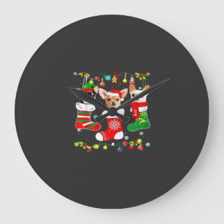 Chihuahua Christmas Lights Xmas Dog Classic T-Shir Große Wanduhr