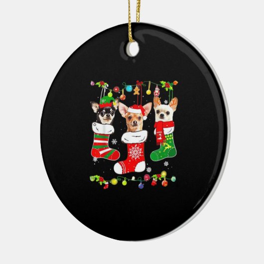 Chihuahua Christmas Lights Xmas Dog Classic T-Shir Keramik Ornament (Links)