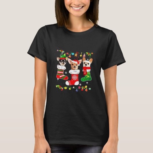 Chihuahua Christmas Lights Xmas Dog Classic T-Shir T-Shirt (Vorderseite)